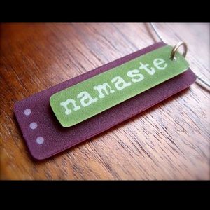 Handmade Namaste Pendant Necklace - Yoga Jewelry - shrinky dink film